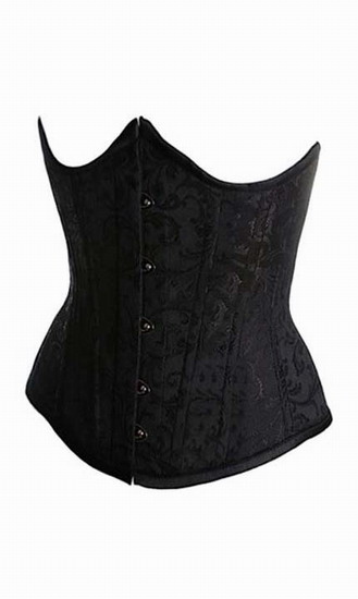 Black Boned Underbust Corset Floral Satin Strapless Corset